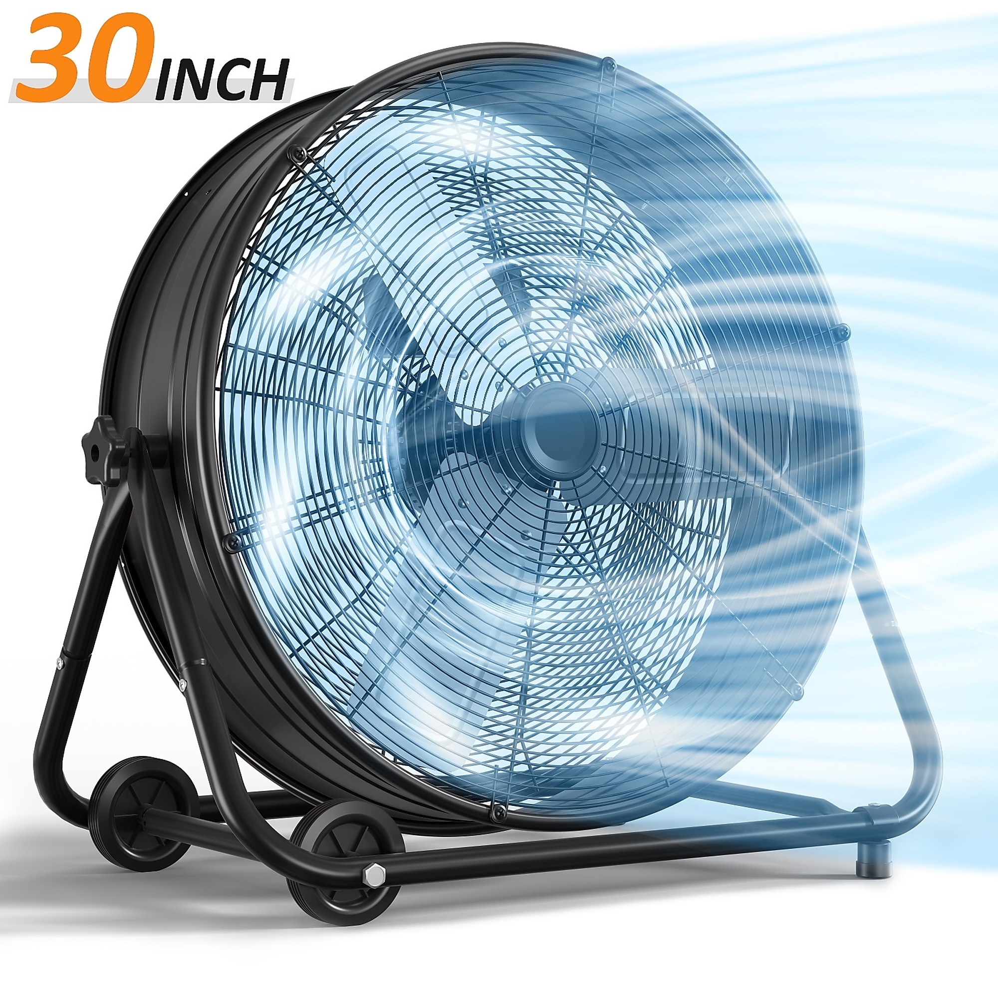 EdenDirect Industrial Drum Fan — 30in., 3 Speeds, 14000 CFM, 360° Tilt, Waterproof, Black